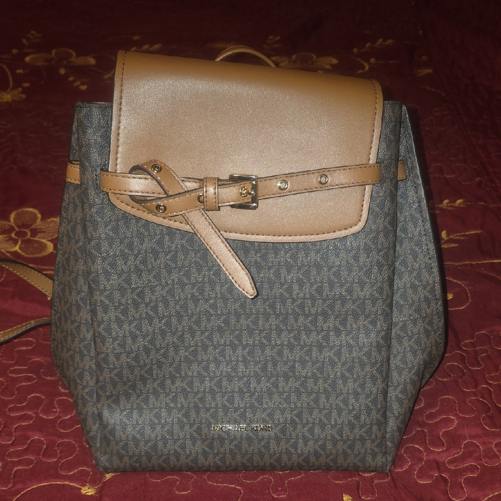 Michael Kors Signature Brown and Tan Backpack